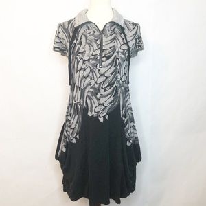 Kensie Gray and Black Slouch Pocket Dress Medium